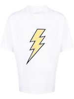 Neil Barrett t-shirt à motif Thunderbolt brodé - Blanc