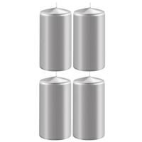 Enlightening Candles Cilinder stompkaars - 4x - zilver - D6 x H15 cm - 58 branduur
