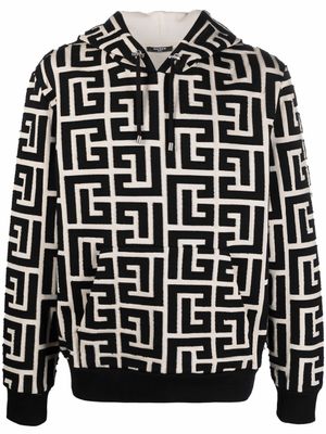 Balmain hoodie à imprimé monogrammé - Noir