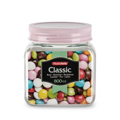 Plasticforte keuken voorraadpot - weckpot - roze - 800 ml - kunststof Plasticforte keuken voorraadpot - weckpot - roze - 800 ml - kunststof