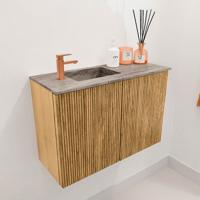 Toiletmeubel Mondiaz Joya Dlux | 60 cm | Meubelkleur Oak | Faye wastafel Oza Wasbak Links | 1 kraangat