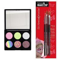 Carnaval schmink setje - Unicorn thema kleuren - penselen - waterbasis