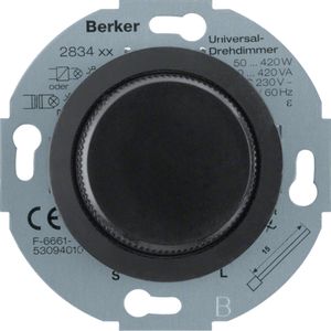 Berker serie 1930/glasserie/palazzo universele draaidimmer zwart