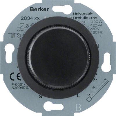 Berker serie 1930/glasserie/palazzo universele draaidimmer zwart