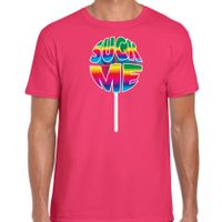 Gay Pride shirt - suck me - regenboog - heren - roze