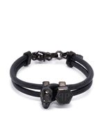 Philipp Plein bracelet en cuir à breloque logo - Noir