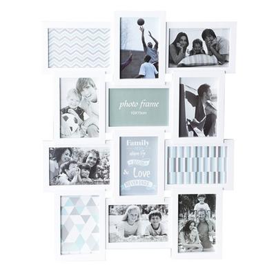 Collage fotolijst - wit - 12 foto's - kunststof - 57,5 x 44 x 2 cm - speels design