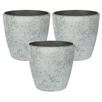 Ter Steege Bloempot/plantenpot - 3x - buiten - betongrijs - D13/H12 cm - Plantenpotten - thumbnail