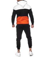Heren joggingpak zwart - wit - oranje - 1083 - thumbnail