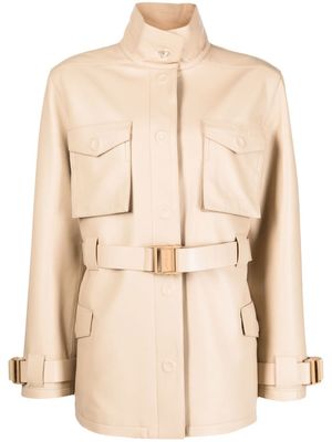 Off-White manteau ceinturé à simple boutonnage - Tons neutres