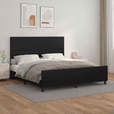 Bedframe met hoofdbord kunstleer zwart 180x200 cm