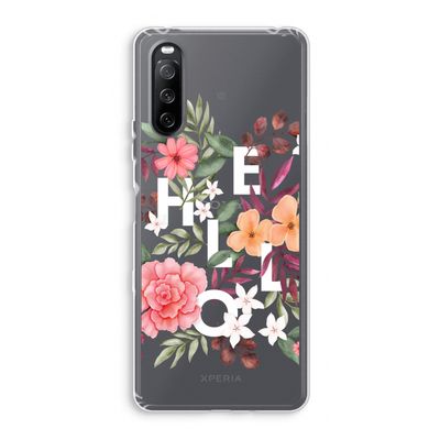 Hello in flowers: Sony Xperia 10 III Transparant Hoesje