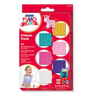 Fimo kids boetseerklei extra kleuren, 6dlg.