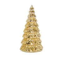 1x stuks led kaarsen kerstboom kaars goud D9 x H19 cm - LED kaarsen - thumbnail