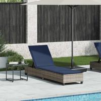 Ligstoel met kussens grijs 55x200x25,5cm polyrotan Ligstoel met kussens grijs 55x200x25,5cm polyrotan