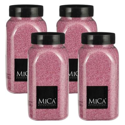 Mica Decorations decoratie zand - 4x - 650ml - roze - hobby zandkorrels - sierzand