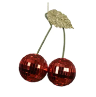 Ornament glas kersen l6b12h15 cm rood Decoris - Decoris
