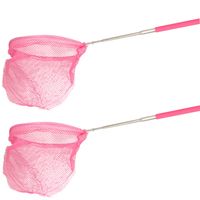 Visnet/schepnet - 2x - neon roze - metaal - 86 cm