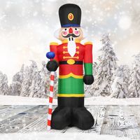 2,4 m Opblaasbare Kerstmis Notenkraker Soldaat met 3 LED-Lampjes en Snoep Scepter Kerstversiering voor Binnen Buiten Binnenplaats Tuin