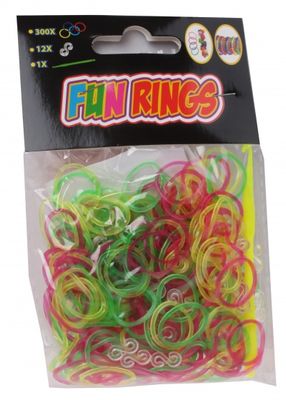 TOM Fun Rings armband vlechten geel/groen/paars 313-delig TOM Fun Rings armband vlechten geel/groen/paars 313-delig