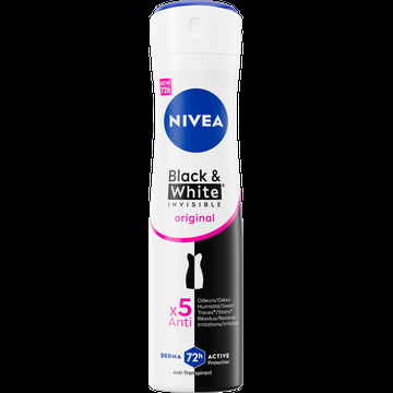 NIVEA Black & White Invisible Original AntiTranspirant Spray 150ml Deodorant Antivlekken 72 uur besherming bij Jumbo