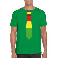 Carnaval t-shirt met Limburgse kleuren stropdas - groen - voor heren - Carnaval thema kleding