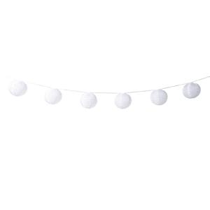 Slinger met 9 solar barok lampionnen - wit - 440 cm