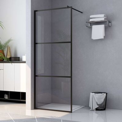 VidaXL Inloopdouchewand transparant 80x195 cm esg-glas zwart