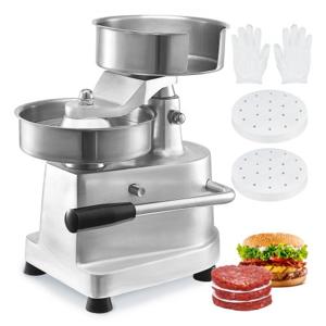 VEVOR Commerciële Burger Patty Maker, 150 mm / 6" Hamburger Beef Patty Maker, Heavy Duty Food Grade roestvrijstalen kom Burgerpers, Keukenvleesvormmachine met 1000 stuks Patty Papi