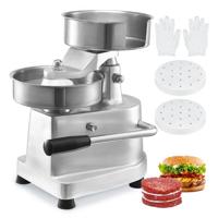 VEVOR Commerciële Burger Patty Maker, 150 mm / 6" Hamburger Beef Patty Maker, Heavy Duty Food Grade roestvrijstalen kom Burgerpers, Keukenvleesvormmachine met 1000 stuks Patty Papi