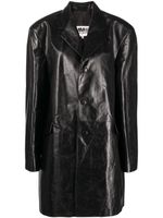 MM6 Maison Margiela manteau en cuir à simple boutonnage - Noir