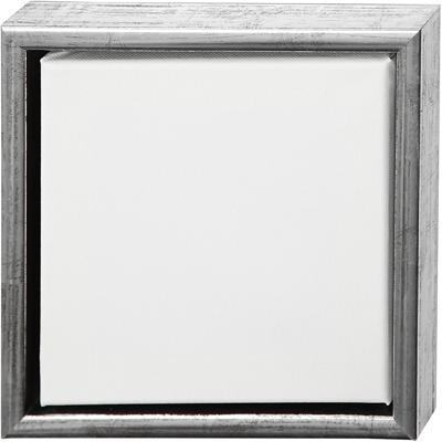 Creativ Company Canvas met lijst, afm 20x20 cm, 360 gr, antiek zilver, wit, 1 stuk