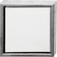Creativ Company Canvas met lijst, afm 20x20 cm, 360 gr, antiek zilver, wit, 1 stuk