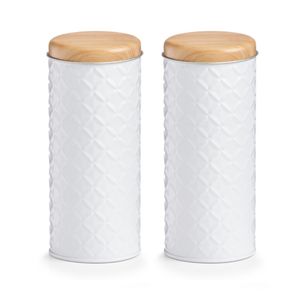 2x Bewaar/voorraad blikken koffiepads wit 18 x 7,5 cm 1 liter