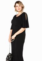 Yoek Dress long cold shoulder | Zwart | Maat 42/44