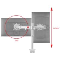 One For All Smart Dual white Monitor-tafelbeugel 33 cm (13) - 81,3 cm (32) Zwart In hoogte verstelbaar, Kantelbaar en roteerbaar, Zwenkbaar