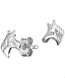 TFT Oorknoppen Paard Zilver Gerhodineerd Glanzend 7.5 mm x 7 mm