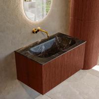 Badmeubel Mondiaz Kurve-Dlux | 80 cm cm | Meubelkleur Ruby | Wastafelkleur Lava | Solid surface | Wasbak midden spoelbak | Zonder kraangat(en)