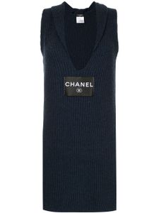 CHANEL Pre-Owned robe en maille à logo - Bleu