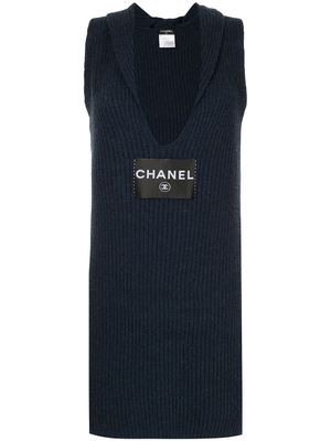 CHANEL Pre-Owned robe en maille à logo - Bleu