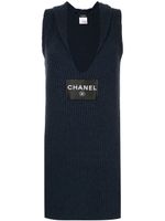 CHANEL Pre-Owned robe en maille à logo - Bleu