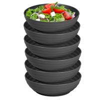 Rond bord/camping - 12x - schaaltje/diep bord - D19 cm - zwart - kunststof - onbreekbaar servies