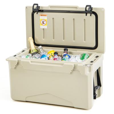 28 L Draagbare Isothermische Koelbox met Afvoerplug en Bekerhouders Waterdichte Stijve Koelbox met 5 tot 7 Dagen Ijsbehoud (Khaki)