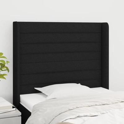 Hoofdbord met randen 93x16x118/128 cm stof zwart