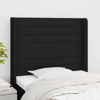 Hoofdbord met randen 93x16x118/128 cm stof zwart