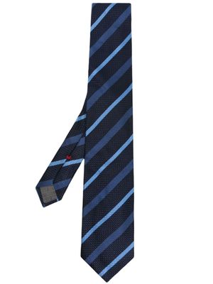 Brunello Cucinelli cravate Regimental rayée en soie - Bleu