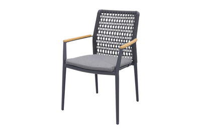 Lumino stapelbare dining tuinstoel - antraciet / teak arm