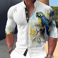 Voor heren Overhemd Flamingo Grafische prints Papegaai Opstaand Geel Blozend Roze Rood blauw Groen Buiten Straat Lange mouw Afdrukken Kleding Modieus Streetwear Ontwerper Casual Lightinthebox