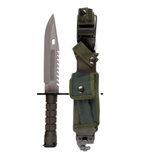 Survival mes - metaal - groen - met hoes - 32,5 cm - militair