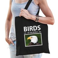 Katoenen tasje Amerikaanse zeearenden  zwart - birds of the world Amerikaanse zeearend cadeau tas